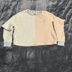 Madewell Colorblock Sweatshirt in Cream and Peach